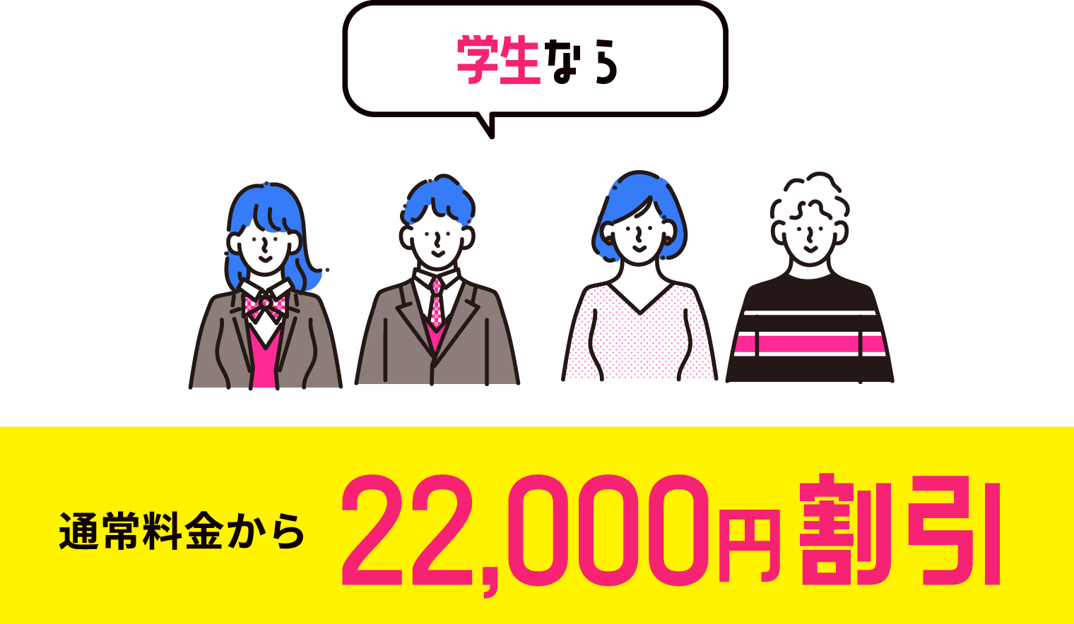 学生なら 通常料金から22,000円割引