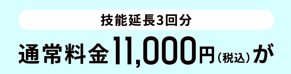 技能延長3回分 通常料金11,000円（税込）が